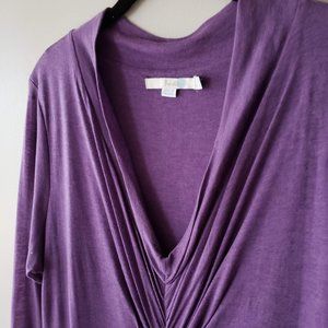 Boden purple knit dress with pleat and twist detail sz 12